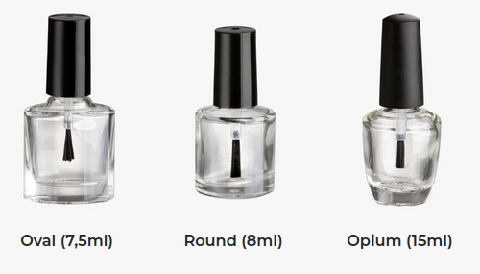 Frascos para esmaltes Oval, Round y Opium